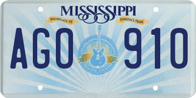 MS license plate AGO910