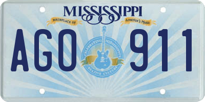 MS license plate AGO911