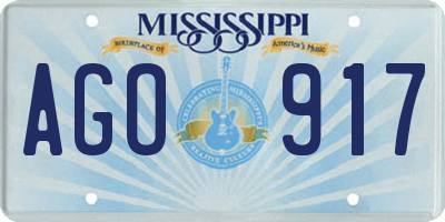 MS license plate AGO917