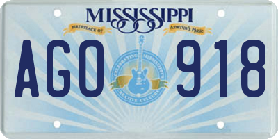 MS license plate AGO918