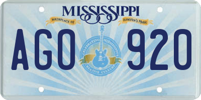 MS license plate AGO920