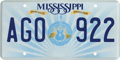 MS license plate AGO922
