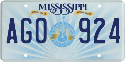 MS license plate AGO924