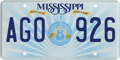 MS license plate AGO926