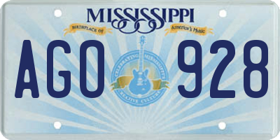 MS license plate AGO928