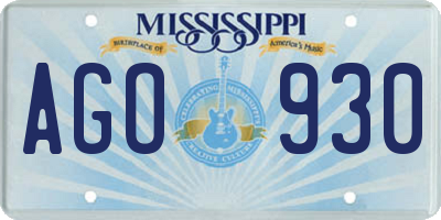 MS license plate AGO930