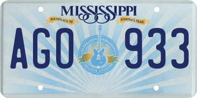 MS license plate AGO933