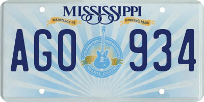 MS license plate AGO934