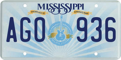 MS license plate AGO936