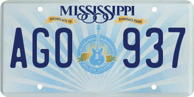 MS license plate AGO937