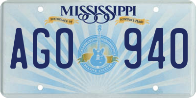 MS license plate AGO940