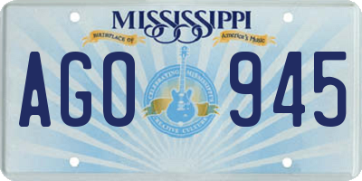 MS license plate AGO945