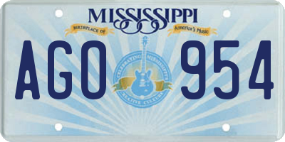 MS license plate AGO954