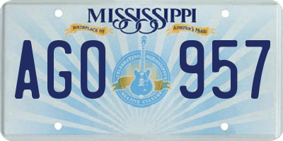 MS license plate AGO957