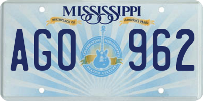 MS license plate AGO962