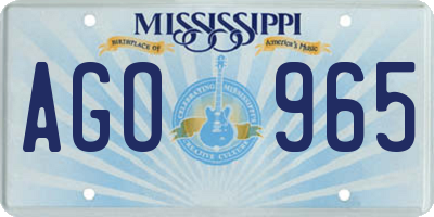MS license plate AGO965