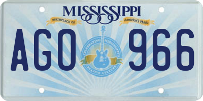 MS license plate AGO966