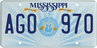 MS license plate AGO970