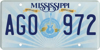MS license plate AGO972