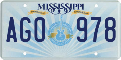 MS license plate AGO978