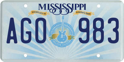 MS license plate AGO983