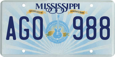 MS license plate AGO988