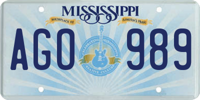 MS license plate AGO989