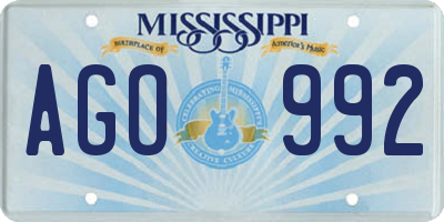 MS license plate AGO992