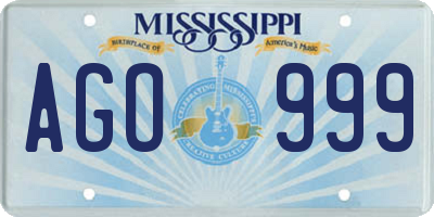 MS license plate AGO999