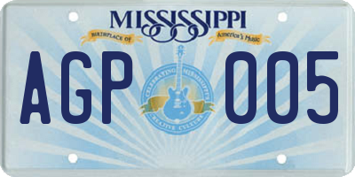 MS license plate AGP005