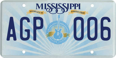MS license plate AGP006
