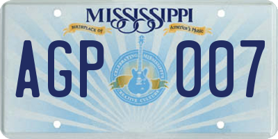 MS license plate AGP007