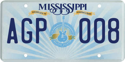MS license plate AGP008