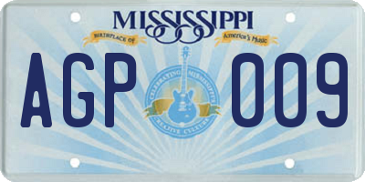 MS license plate AGP009