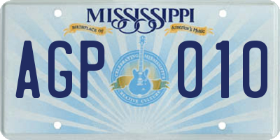 MS license plate AGP010