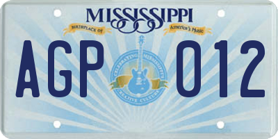 MS license plate AGP012