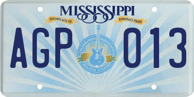 MS license plate AGP013