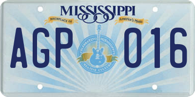 MS license plate AGP016
