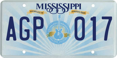 MS license plate AGP017