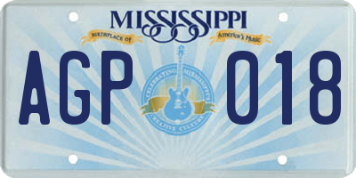 MS license plate AGP018