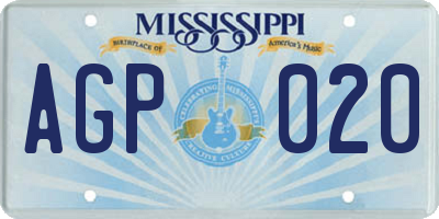 MS license plate AGP020