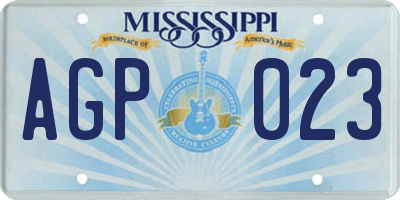 MS license plate AGP023