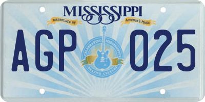 MS license plate AGP025