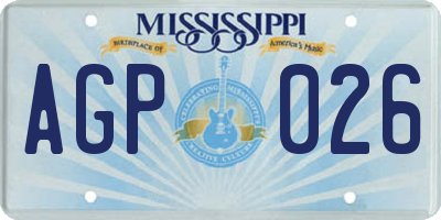 MS license plate AGP026