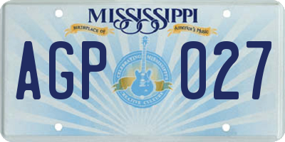 MS license plate AGP027