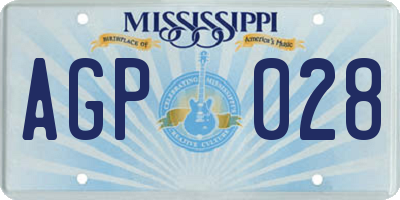 MS license plate AGP028