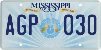 MS license plate AGP030