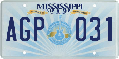 MS license plate AGP031