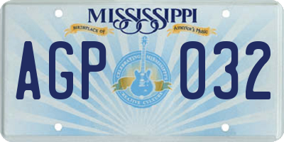 MS license plate AGP032