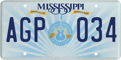 MS license plate AGP034